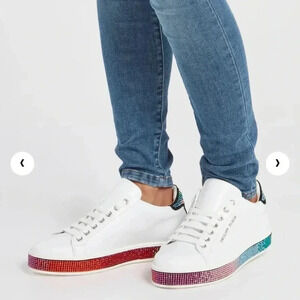 $1300 Phillipp Plein swarovski Crystal rainbow sneakers sz 40 designer shoes 9